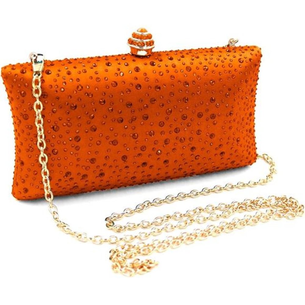 Women's Clutch Bag Sparkling Rhinestone orange